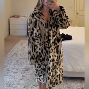 ‼️faux fur trench coat cheetah leopard
